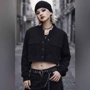 Zara Women’s Maxi Pocket Black Crop Jacket